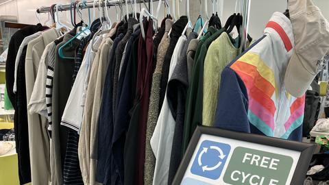 Available clothes at a reuse event