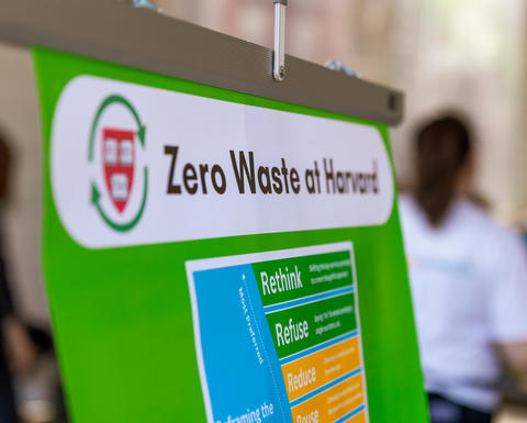 Portion of a poster that reads Zero Waste at Harvard