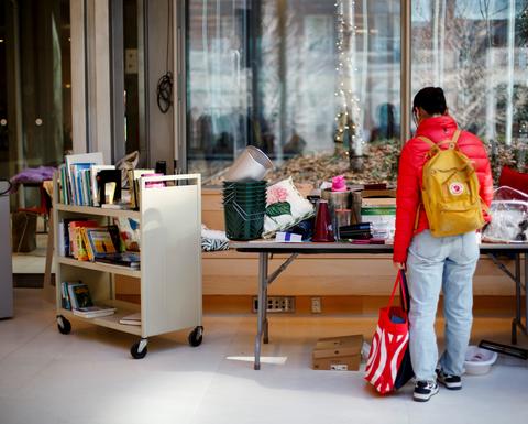 Someone browsing at a reuse event