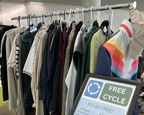 Available clothes at a reuse event